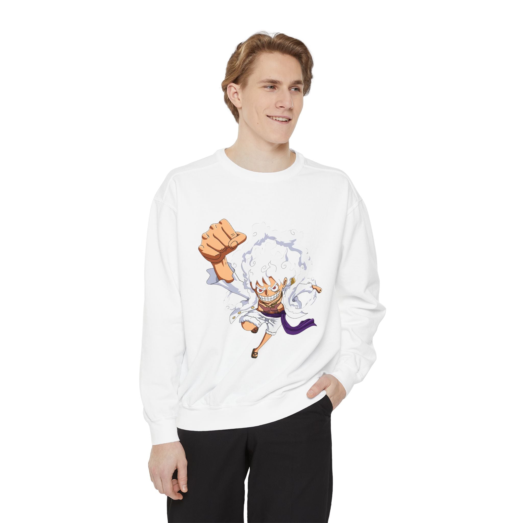 Storm Fist Anime Crewneck Sweatshirt — Energetic Pirate Action Graphic